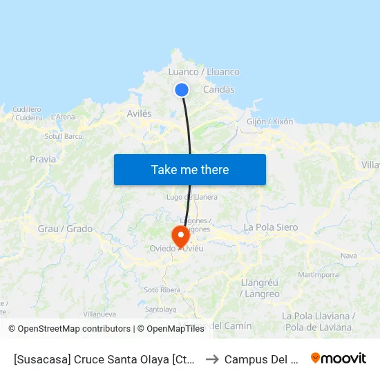 [Susacasa]  Cruce Santa Olaya [Cta 00285] to Campus Del Milán map