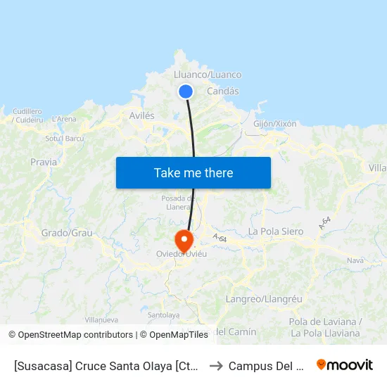 [Susacasa]  Cruce Santa Olaya [Cta 00286] to Campus Del Milán map