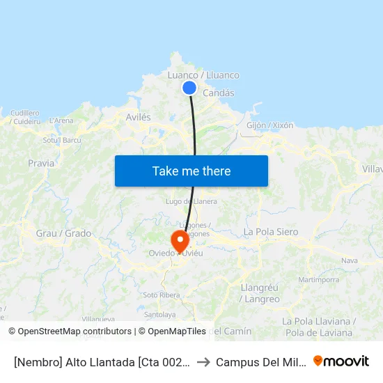 [Nembro]  Alto Llantada [Cta 00287] to Campus Del Milán map