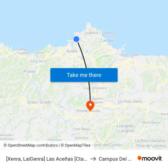 [Xenra, La|Genra]  Las Aceñas [Cta 00302] to Campus Del Milán map