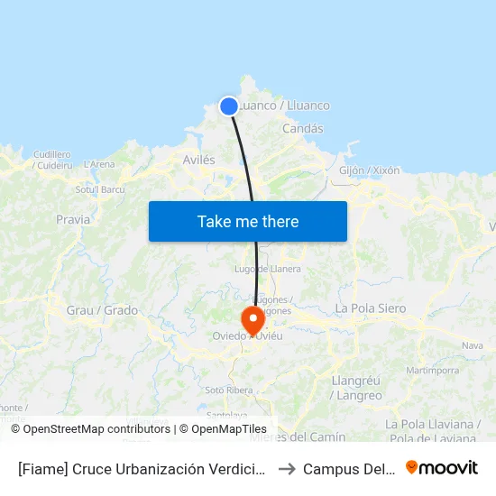 [Fiame]  Cruce Urbanización Verdicio [Cta 00314] to Campus Del Milán map