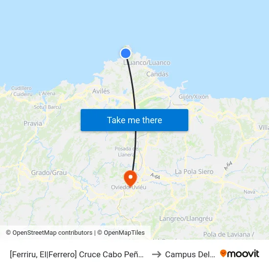 [Ferriru, El|Ferrero]  Cruce Cabo Peñas [Cta 00322] to Campus Del Milán map