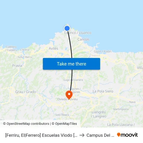 [Ferriru, El|Ferrero]  Escuelas Viodo [Cta 00324] to Campus Del Milán map