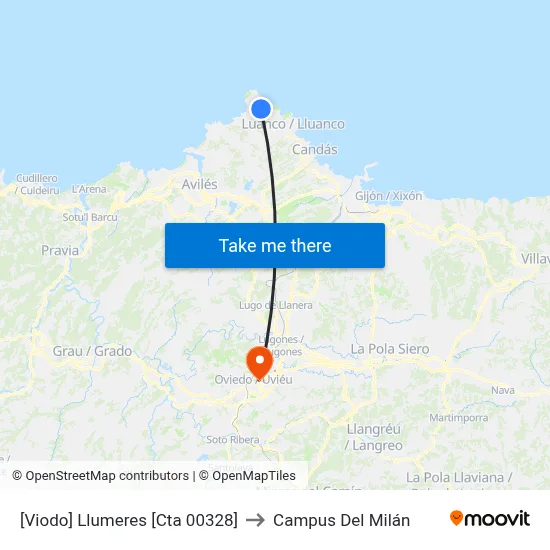 [Viodo]  Llumeres [Cta 00328] to Campus Del Milán map