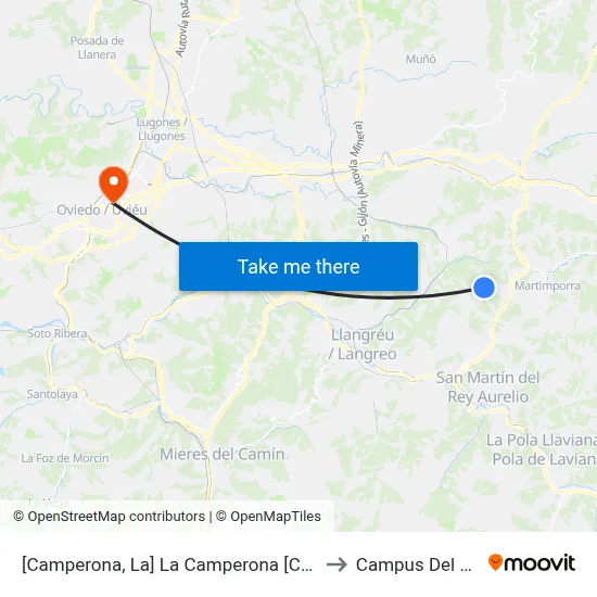 [Camperona, La]  La Camperona [Cta 00362] to Campus Del Milán map