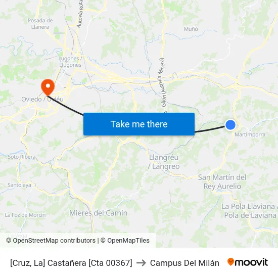 [Cruz, La]  Castañera [Cta 00367] to Campus Del Milán map