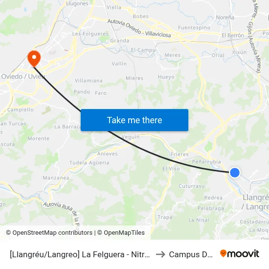 [Llangréu/Langreo]  La Felguera - Nitrógeno [Cta 00411] to Campus Del Milán map