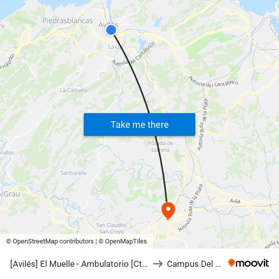 [Avilés]  El Muelle - Ambulatorio [Cta 00742] to Campus Del Milán map