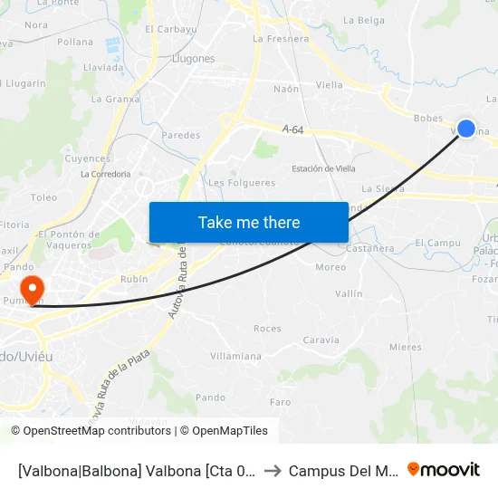 [Valbona|Balbona]  Valbona [Cta 00772] to Campus Del Milán map