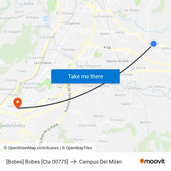 [Bobes]  Bobes [Cta 00775] to Campus Del Milán map