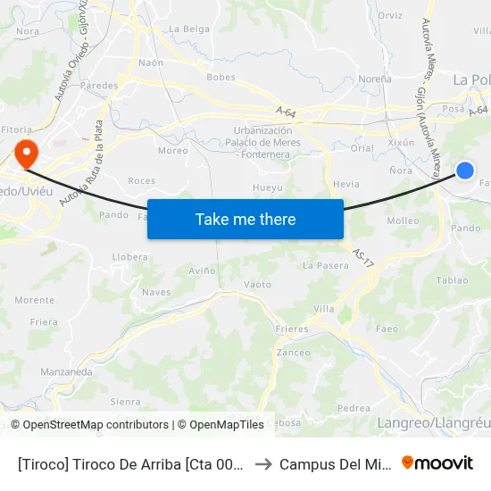 [Tiroco]  Tiroco De Arriba [Cta 00878] to Campus Del Milán map