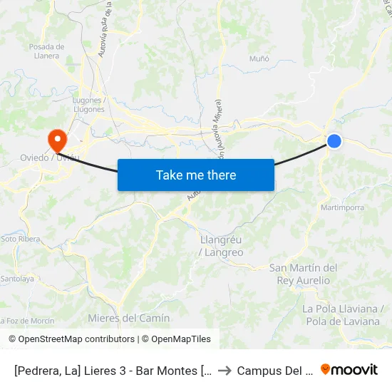 [Pedrera, La]  Lieres 3 - Bar Montes [Cta 00995] to Campus Del Milán map