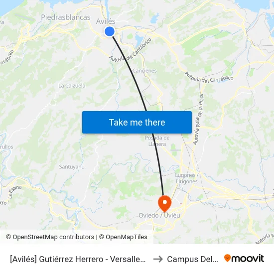 [Avilés]  Gutiérrez Herrero - Versalles [Cta 01032] to Campus Del Milán map
