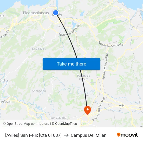 [Avilés]  San Félix [Cta 01037] to Campus Del Milán map