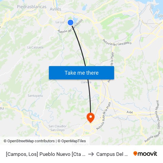 [Campos, Los]  Pueblo Nuevo [Cta 01075] to Campus Del Milán map