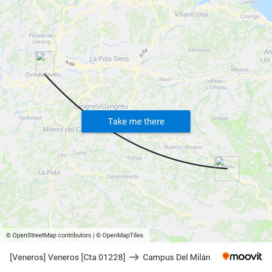 [Veneros]  Veneros [Cta 01228] to Campus Del Milán map