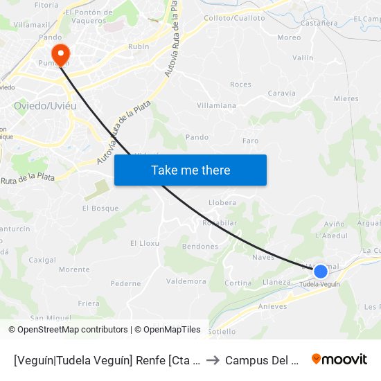 [Veguín|Tudela Veguín]  Renfe [Cta 01245] to Campus Del Milán map