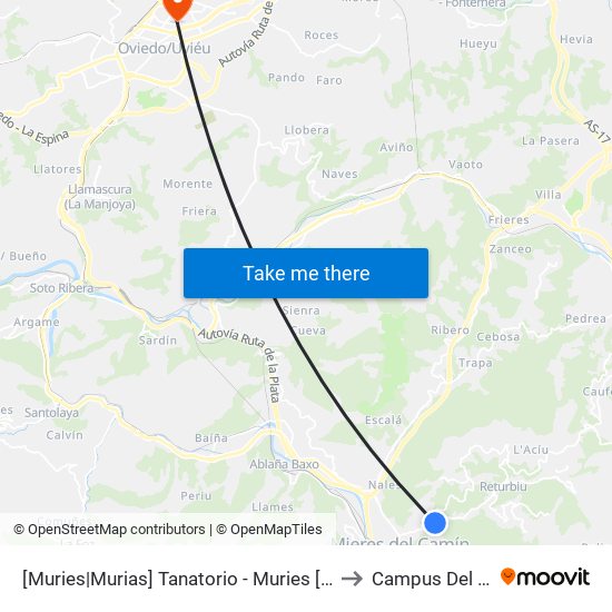 [Muries|Murias]  Tanatorio - Muries [Cta 01275] to Campus Del Milán map