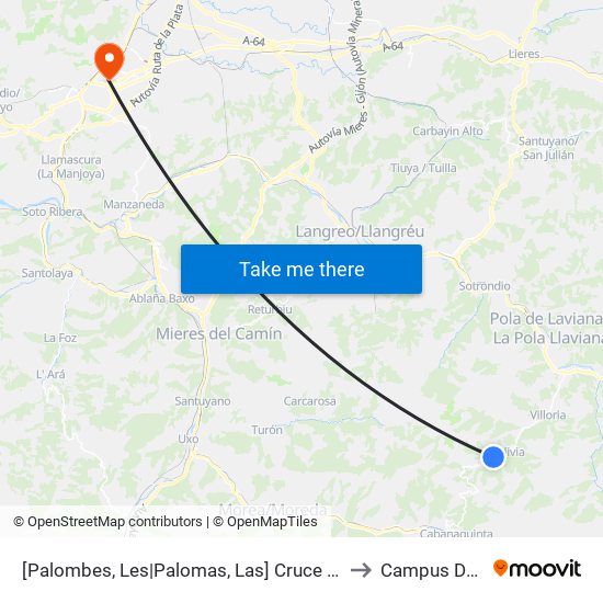 [Palombes, Les|Palomas, Las]  Cruce Tolivia [Cta 01330] to Campus Del Milán map