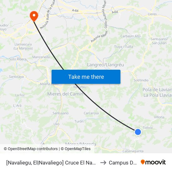[Navaliegu, El|Navaliego]  Cruce El Navaliegu [Cta 01334] to Campus Del Milán map