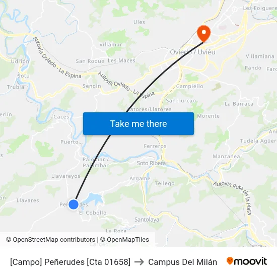 [Campo]  Peñerudes [Cta 01658] to Campus Del Milán map