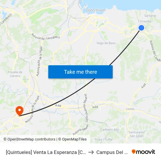 [Quintueles]  Venta La Esperanza [Cta 01891] to Campus Del Milán map
