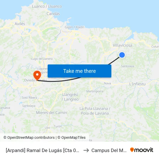 [Arpandi]  Ramal De Lugás [Cta 01911] to Campus Del Milán map