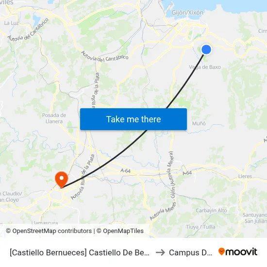 [Castiello Bernueces]  Castiello De Bernueces [Cta 02026] to Campus Del Milán map