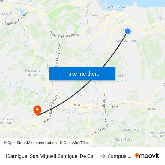 [Samiguel|San Miguel]  Samiguel De Castiello - La Nisal [Cta 02028] to Campus Del Milán map