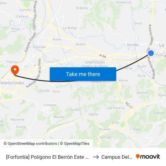 [Forfontía]  Polígono El Berrón Este 2 [Cta 02033] to Campus Del Milán map