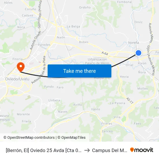 [Berrón, El]  Oviedo 25 Avda [Cta 02093] to Campus Del Milán map