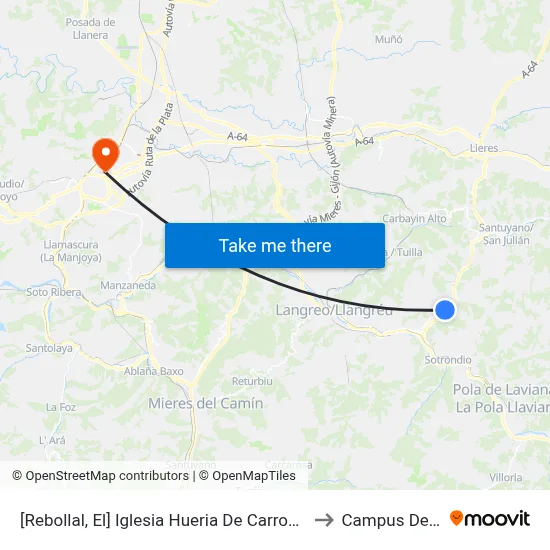 [Rebollal, El]  Iglesia Hueria De Carrocera [Cta 02134] to Campus Del Milán map