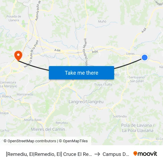 [Remediu, El|Remedio, El]  Cruce El Remediu [Cta 02148] to Campus Del Milán map