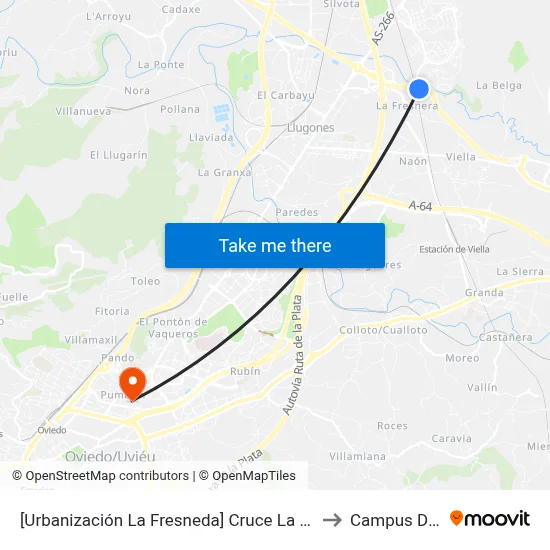 [Urbanización La Fresneda]  Cruce La Fresneda [Cta 02348] to Campus Del Milán map