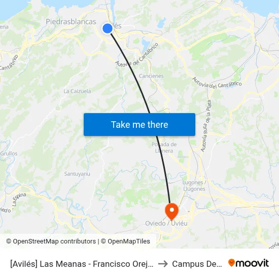 [Avilés]  Las Meanas - Francisco Orejas [Cta 02462] to Campus Del Milán map