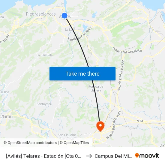 [Avilés]  Telares - Estación [Cta 02467] to Campus Del Milán map