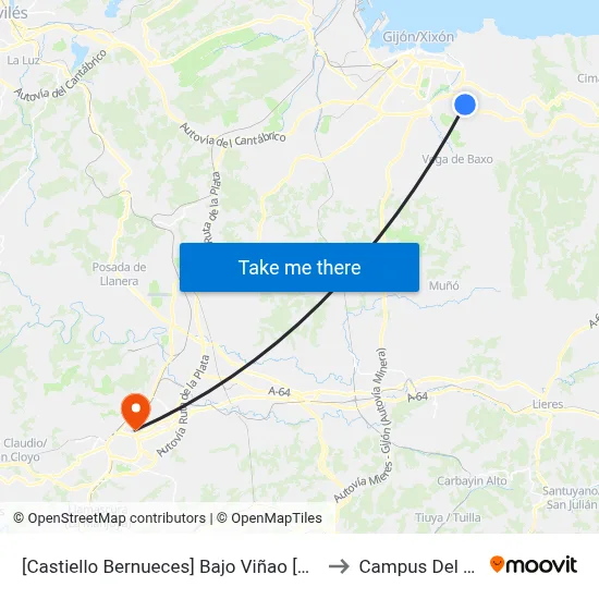 [Castiello Bernueces]  Bajo Viñao [Cta 02527] to Campus Del Milán map