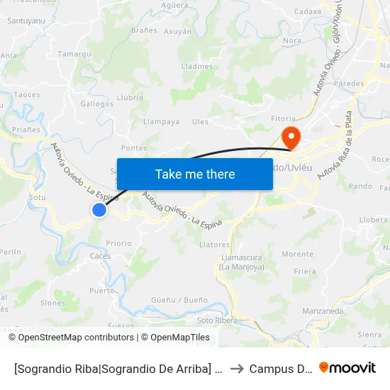 [Sograndio Riba|Sograndio De Arriba]  Sograndio [Cta 02594] to Campus Del Milán map