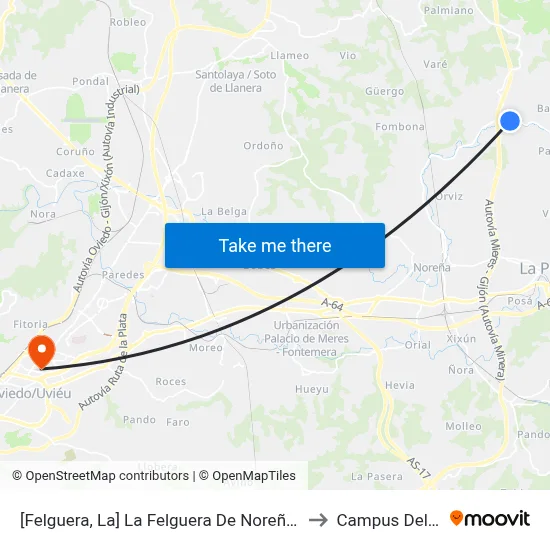 [Felguera, La]  La Felguera De Noreña [Cta 02766] to Campus Del Milán map