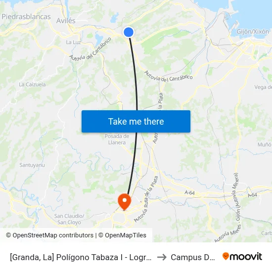 [Granda, La]  Polígono Tabaza I - Logrezana [Cta 02825] to Campus Del Milán map