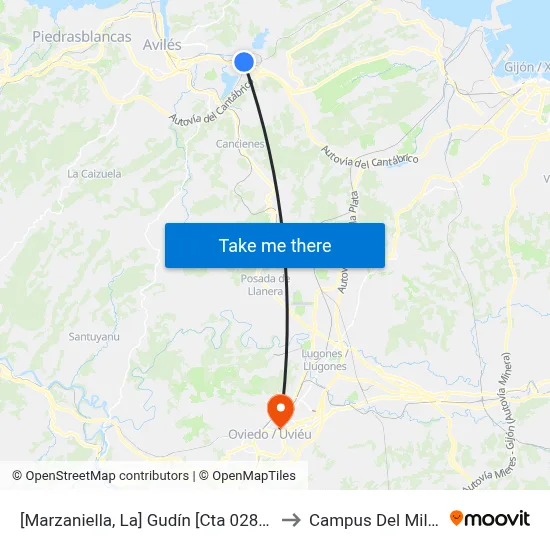 [Marzaniella, La]  Gudín [Cta 02834] to Campus Del Milán map