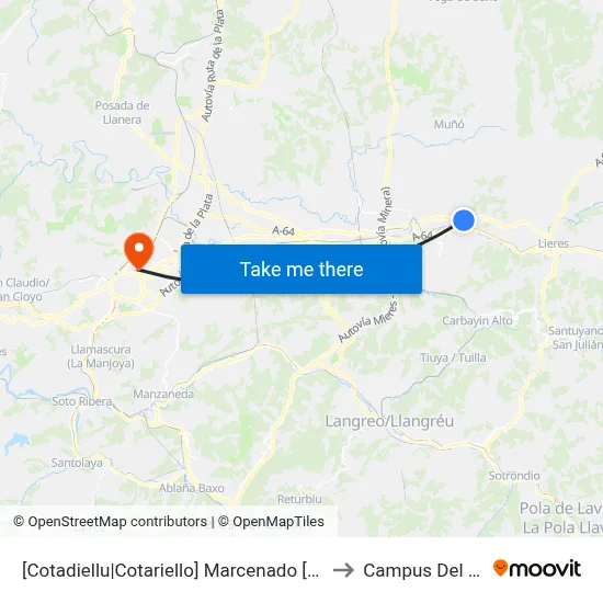 [Cotadiellu|Cotariello]  Marcenado [Cta 02898] to Campus Del Milán map