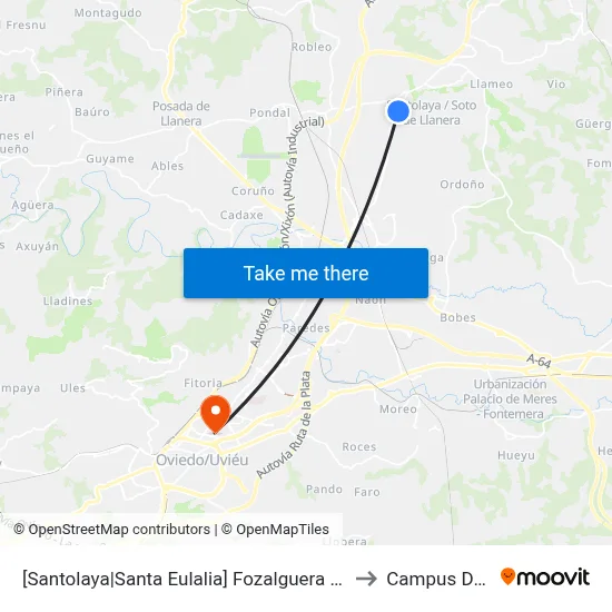 [Santolaya|Santa Eulalia]  Fozalguera - Pruvia [Cta 02959] to Campus Del Milán map