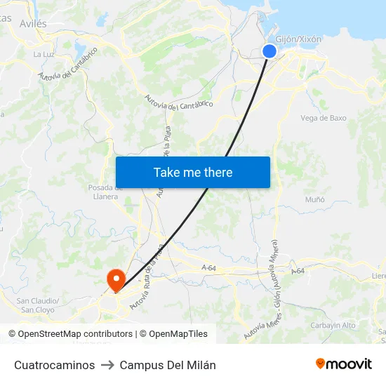 Cuatrocaminos to Campus Del Milán map