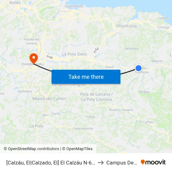 [Calzáu, El|Calzado, El]  El Calzáu N-634 [Cta 03116] to Campus Del Milán map