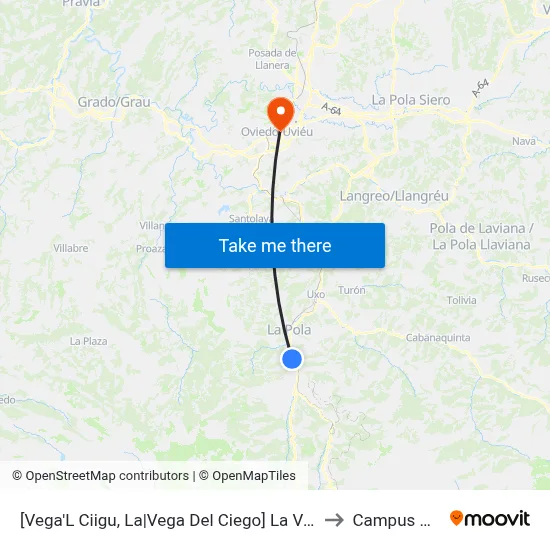 [Vega'L Ciigu, La|Vega Del Ciego]  La Vega'L Ciigu [Cta 03171] to Campus Del Milán map