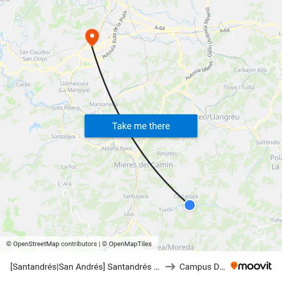 [Santandrés|San Andrés]  Santandrés De Turón [Cta 03252] to Campus Del Milán map