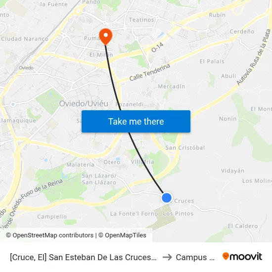 [Cruce, El]  San Esteban De Las Cruces - Cementerio [Cta 03314] to Campus Del Milán map