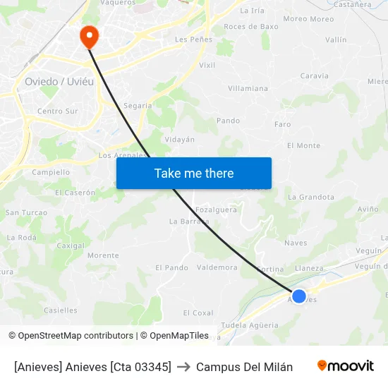 [Anieves]  Anieves [Cta 03345] to Campus Del Milán map