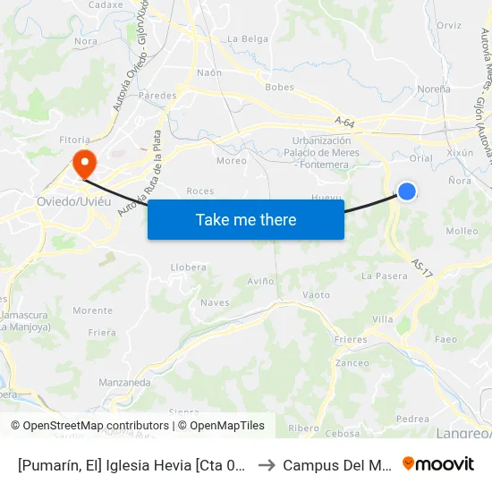 [Pumarín, El]  Iglesia Hevia [Cta 03494] to Campus Del Milán map